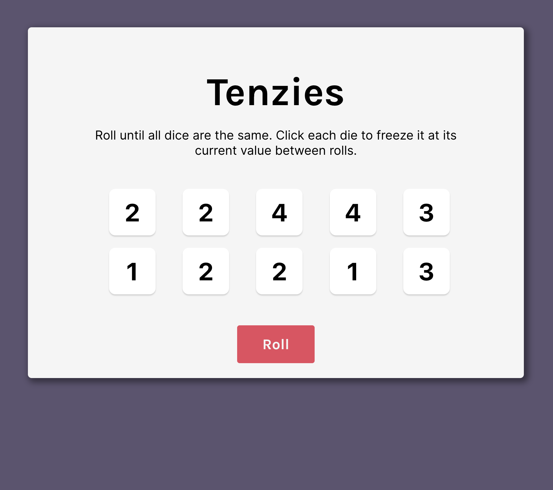 Picture of Tenzies game application